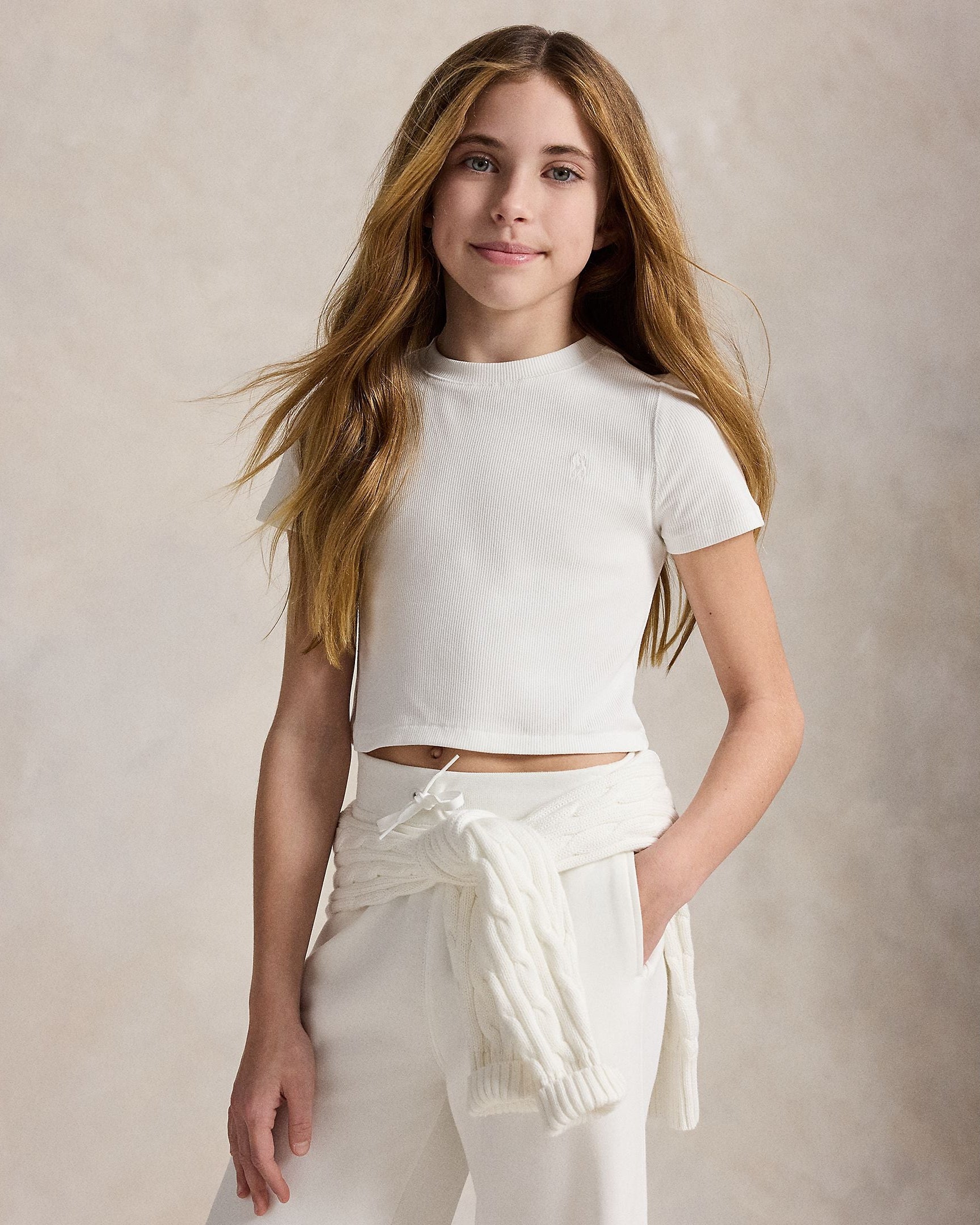 Ralph Lauren Girls Ribbed Boxy Tee