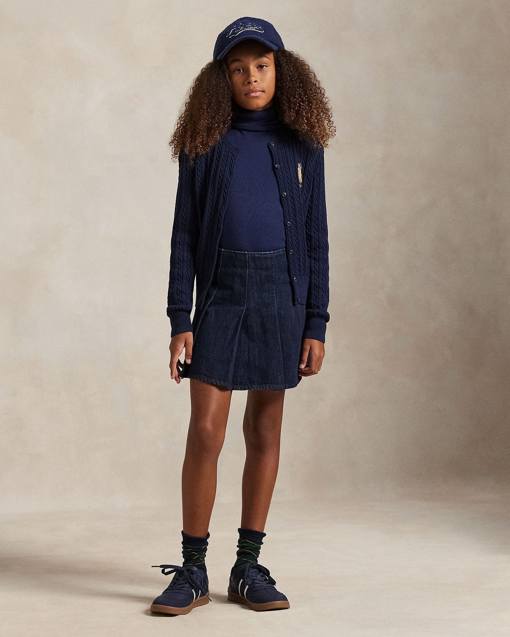 Ralph Lauren Girls Ribbed Cotton-Blend Turtleneck