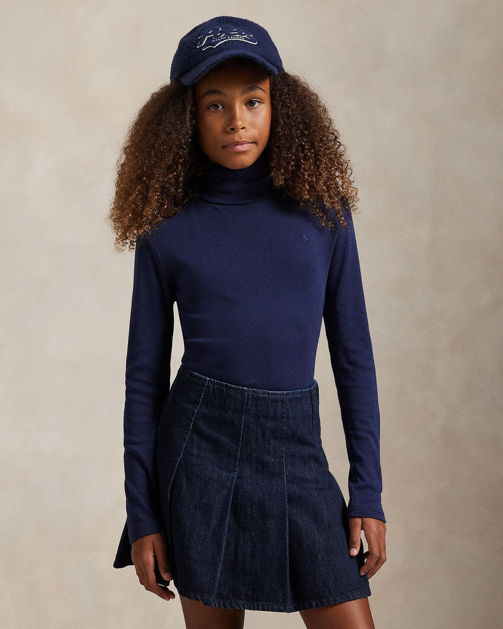Ralph Lauren Girls Ribbed Cotton-Blend Turtleneck