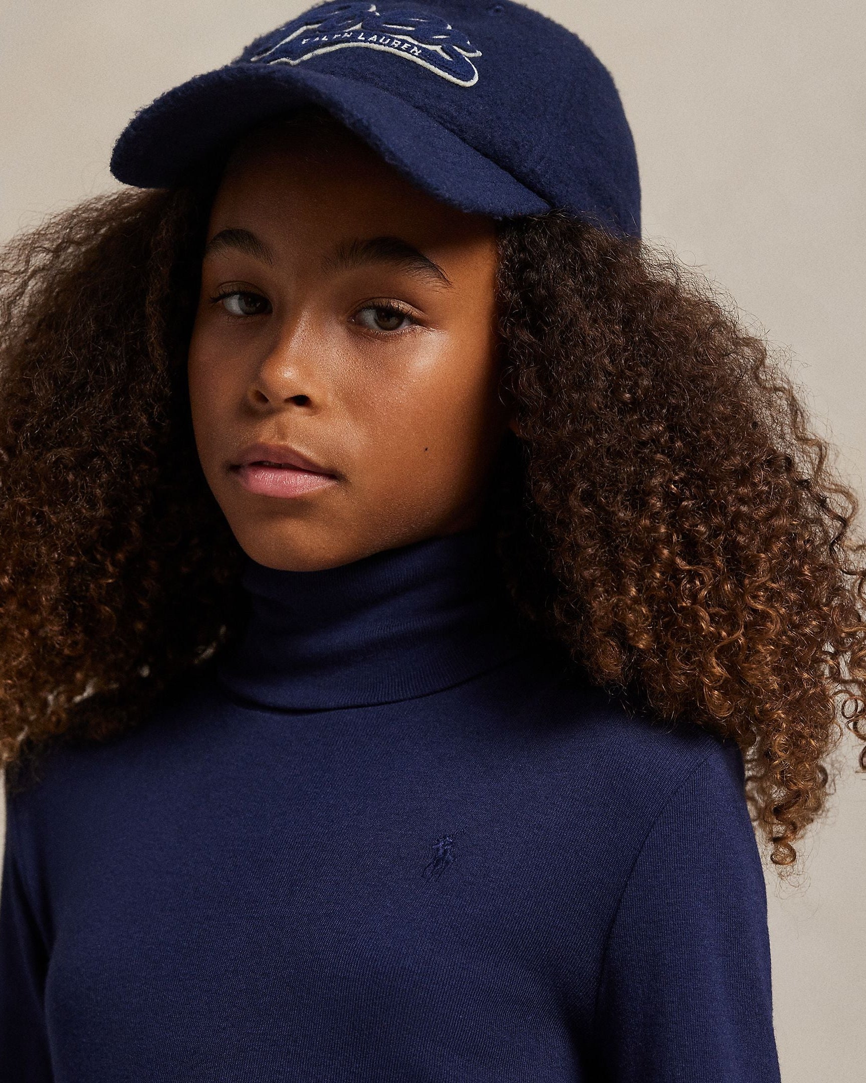 Ralph Lauren Girls Ribbed Cotton-Blend Turtleneck