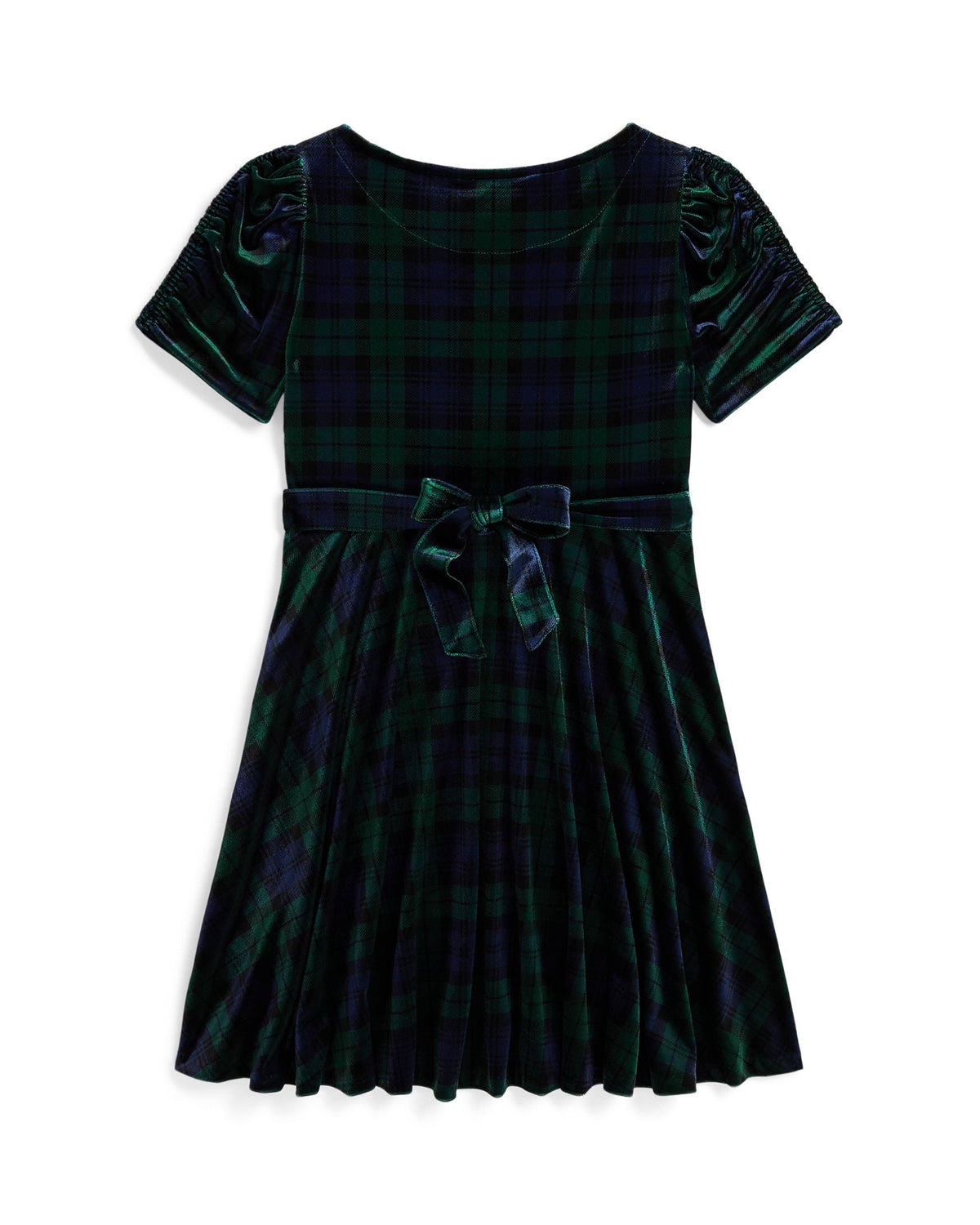 Ralph Lauren Girls Velour Plaid Dress