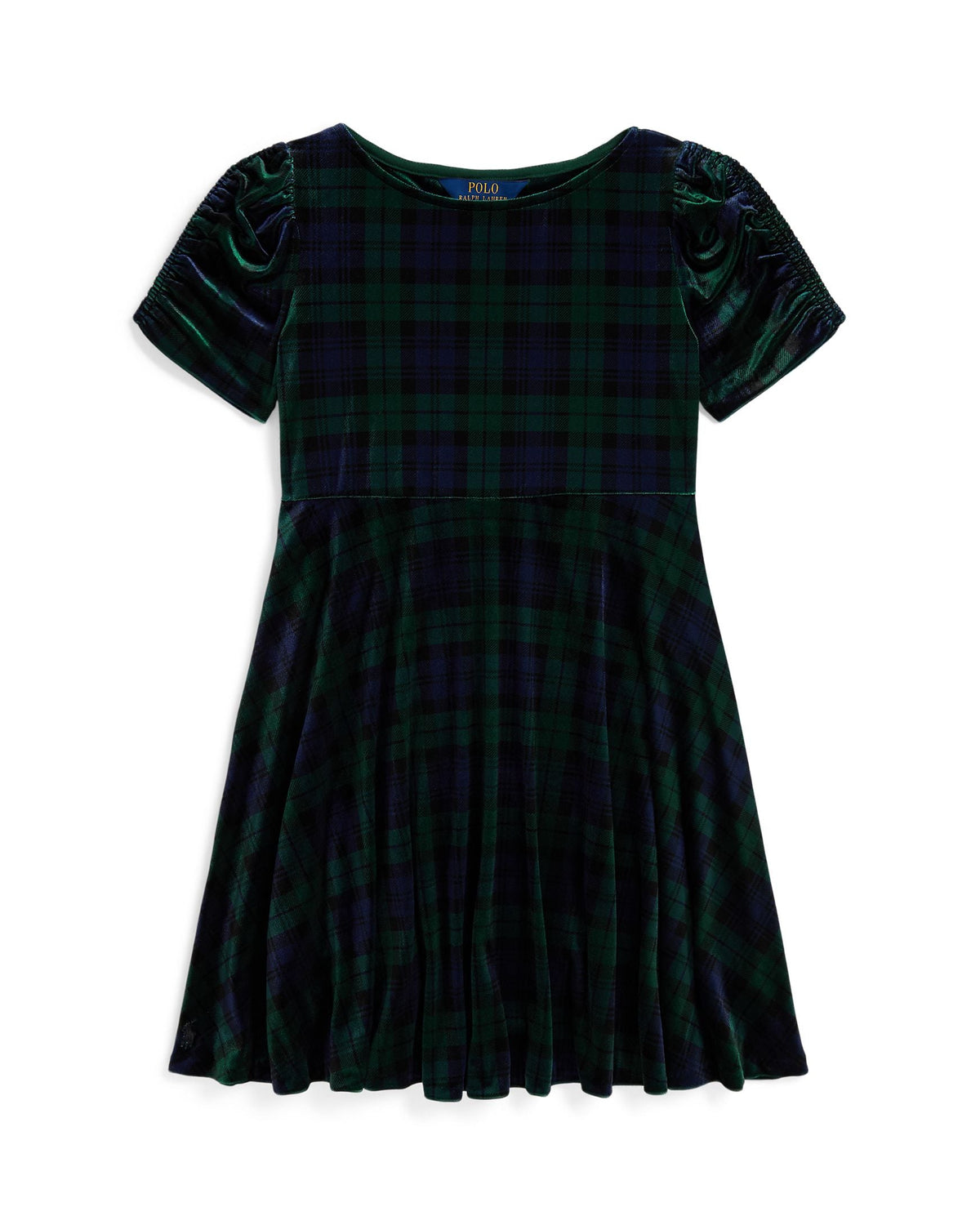 Ralph Lauren Girls Velour Plaid Dress