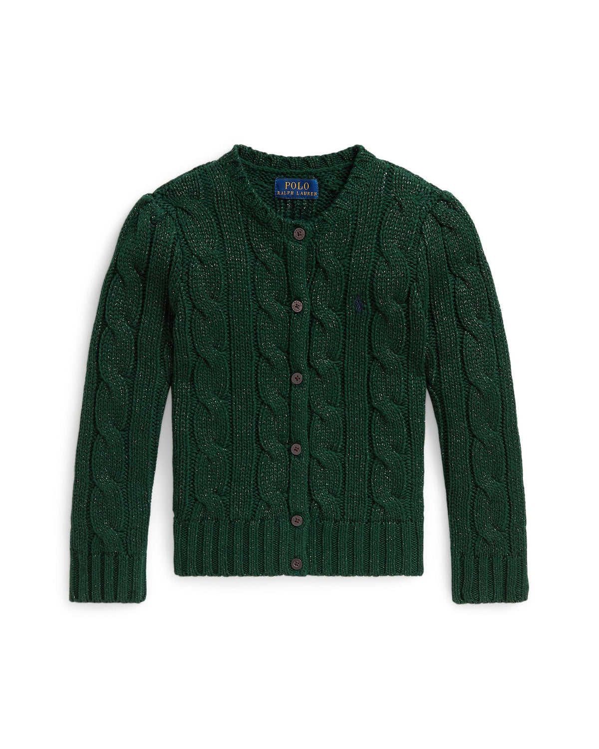 Ralph Lauren Mini Girls Metallic Cable Knit Cotton Sweater 