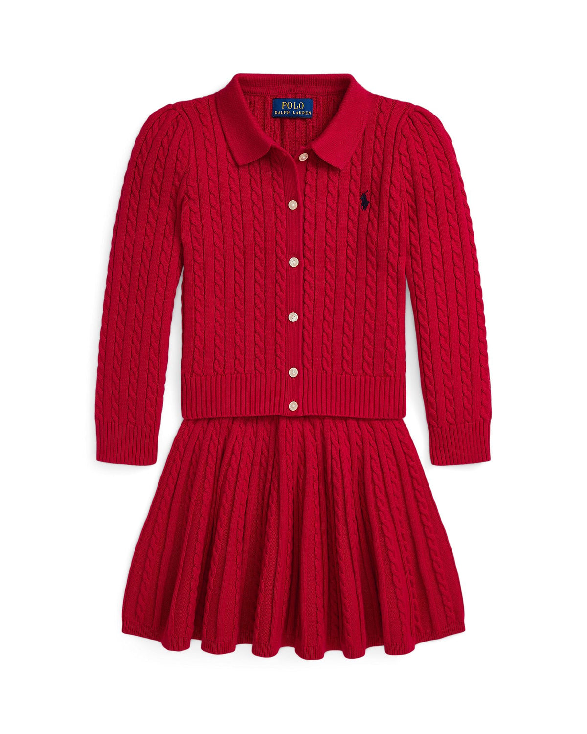 Ralph Lauren Mini Girls Polo Cardigan & Skirt Set