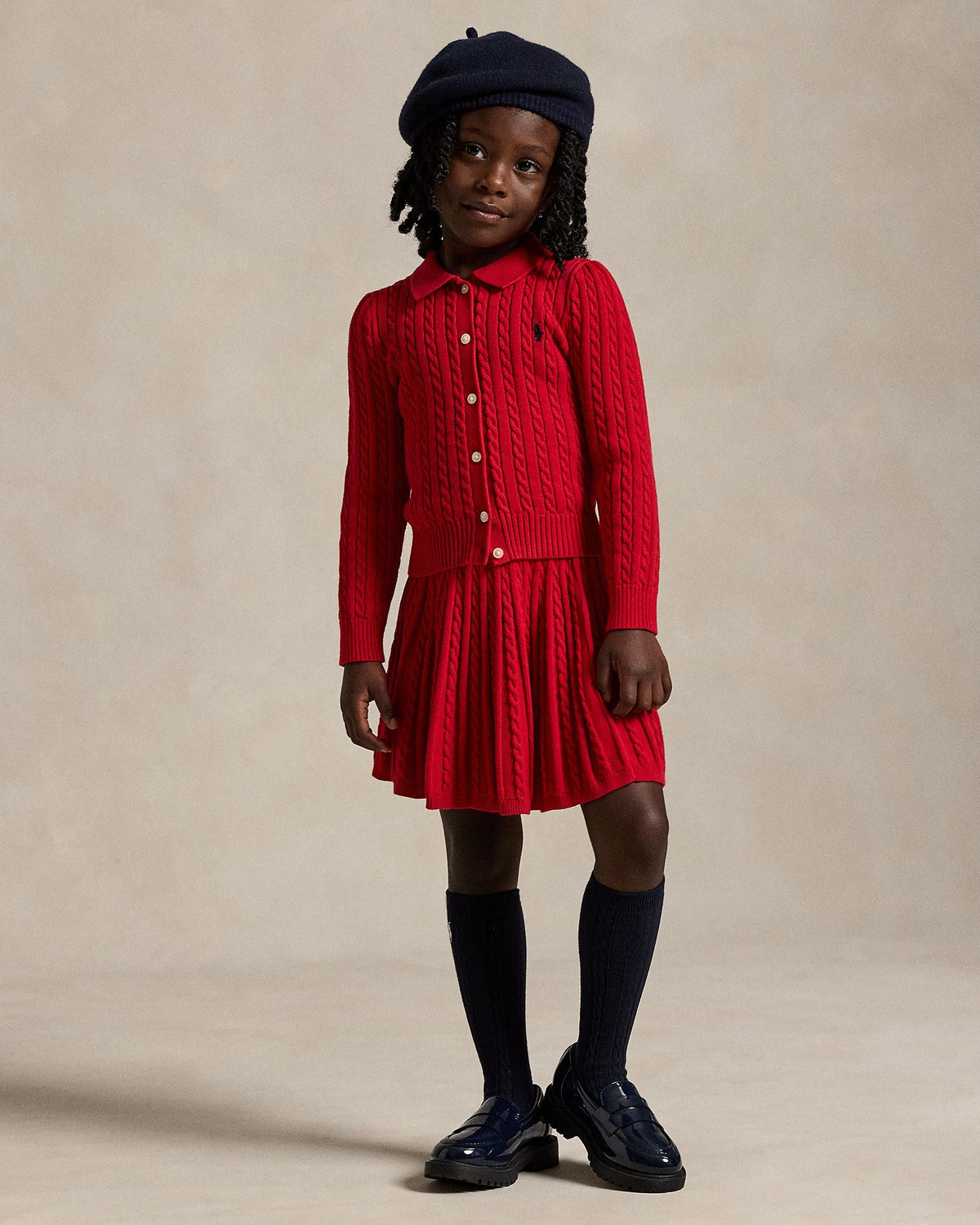 Ralph Lauren Mini Girls Polo Cardigan & Skirt Set