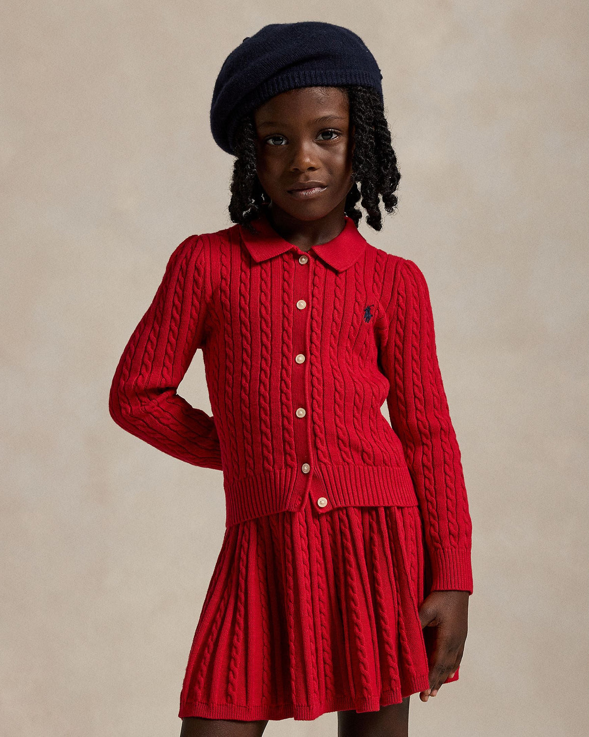 Ralph Lauren Mini Girls Polo Cardigan & Skirt Set