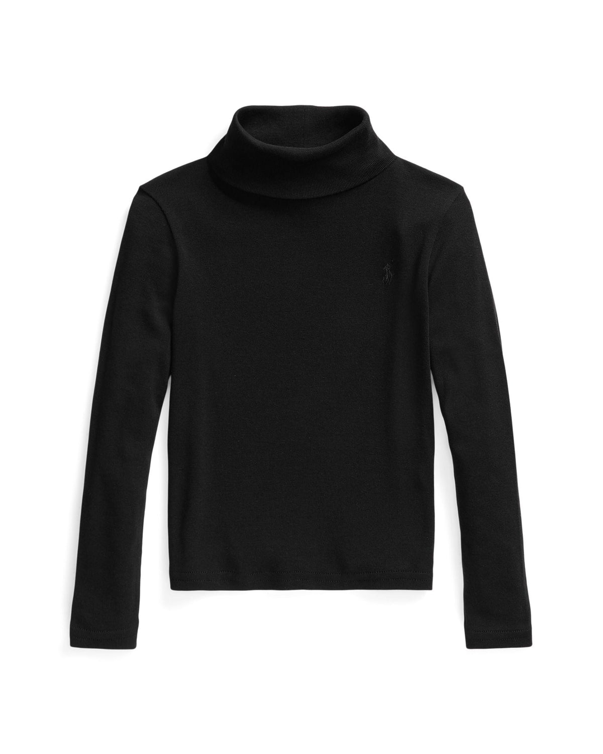 Ralph Lauren Mini Girls Ribbed Cotton-Blend Turtleneck  black