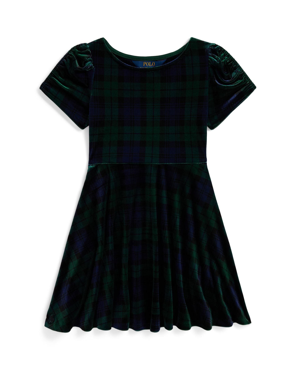 Ralph Lauren Mini Girls Velour Plaid Dress
