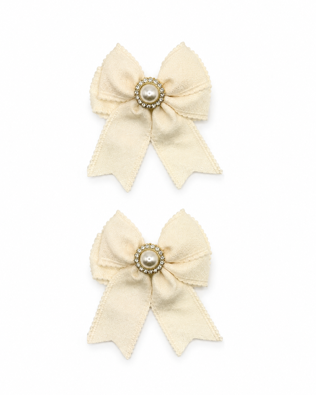 Rosie Classic Beige Bow Hair Clip Set