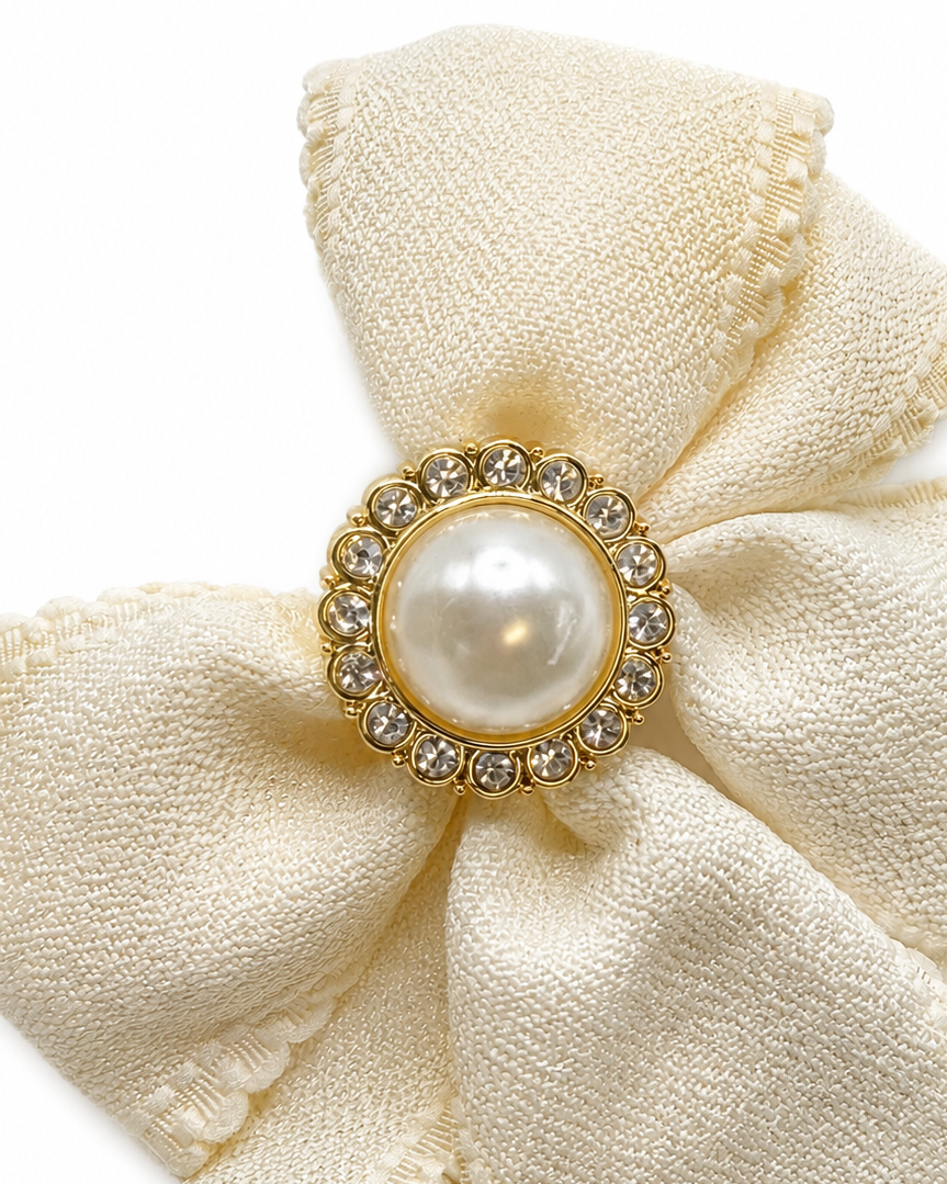 Rosie Classic Beige Bow Hair Clip Set