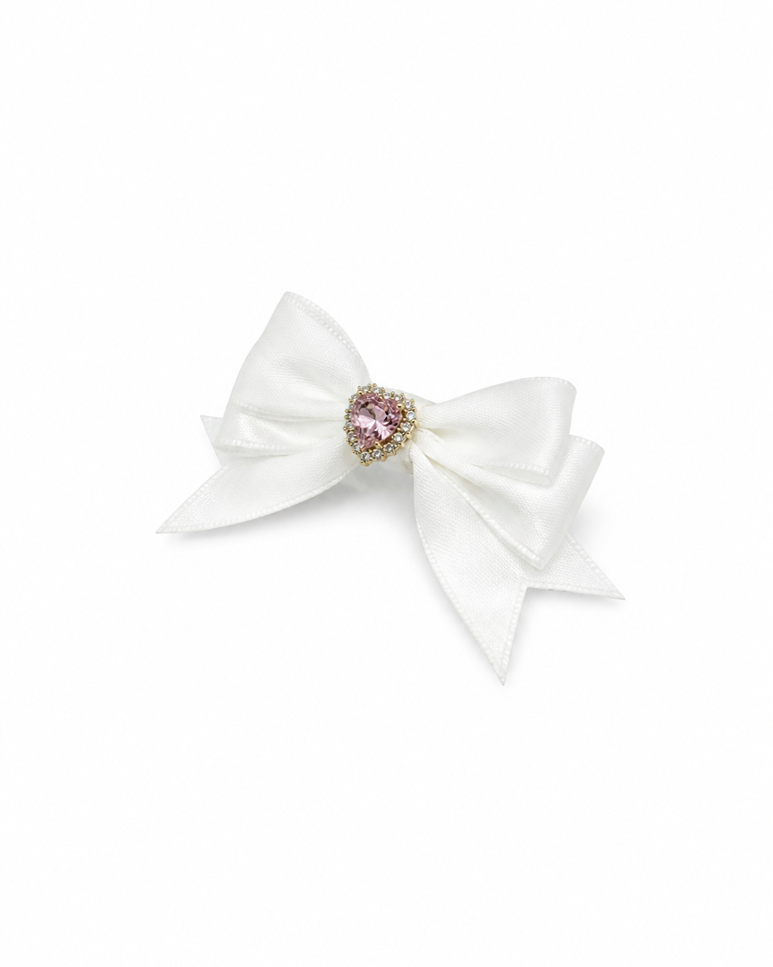 Rosie Heart Rhinestone Bow Hair Clip Set