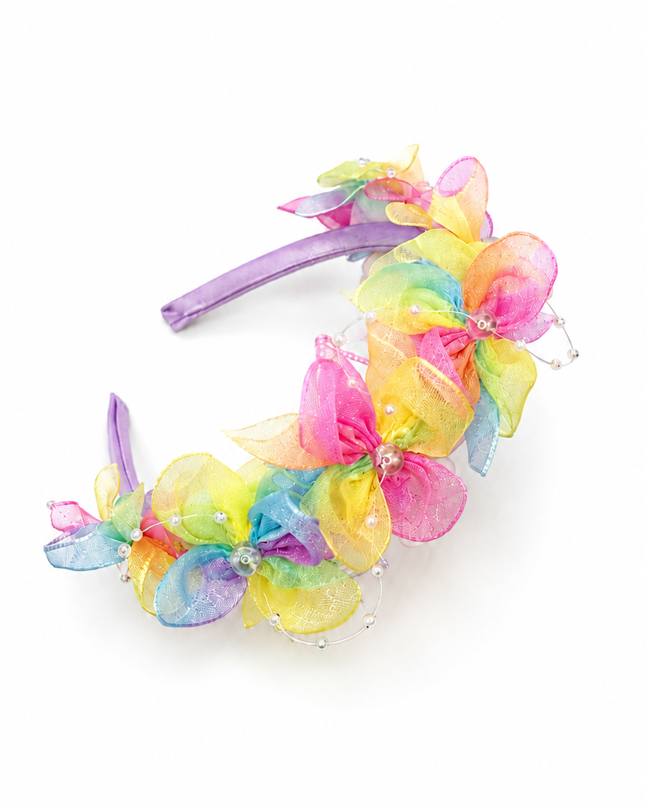Rosie Rainbow Tulle Flower Headband