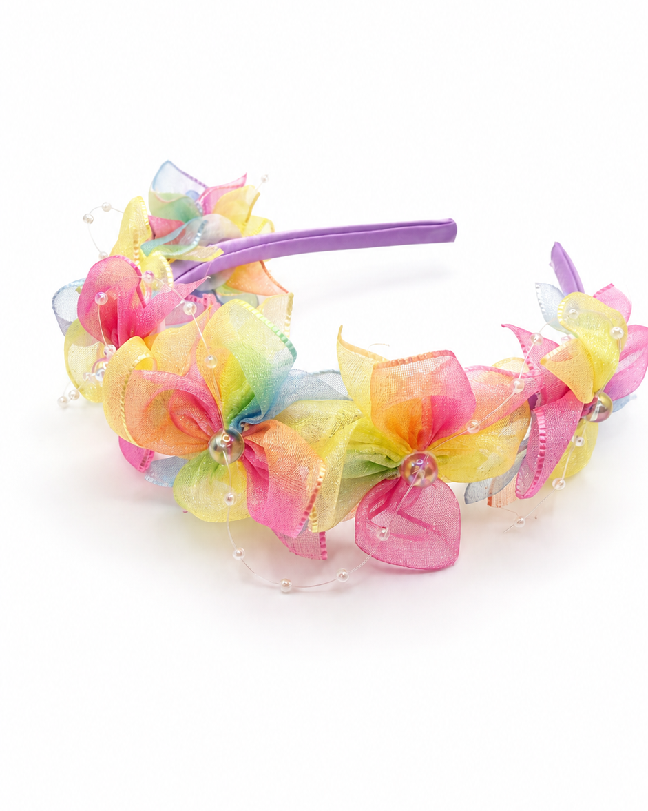Rosie Rainbow Tulle Flower Headband