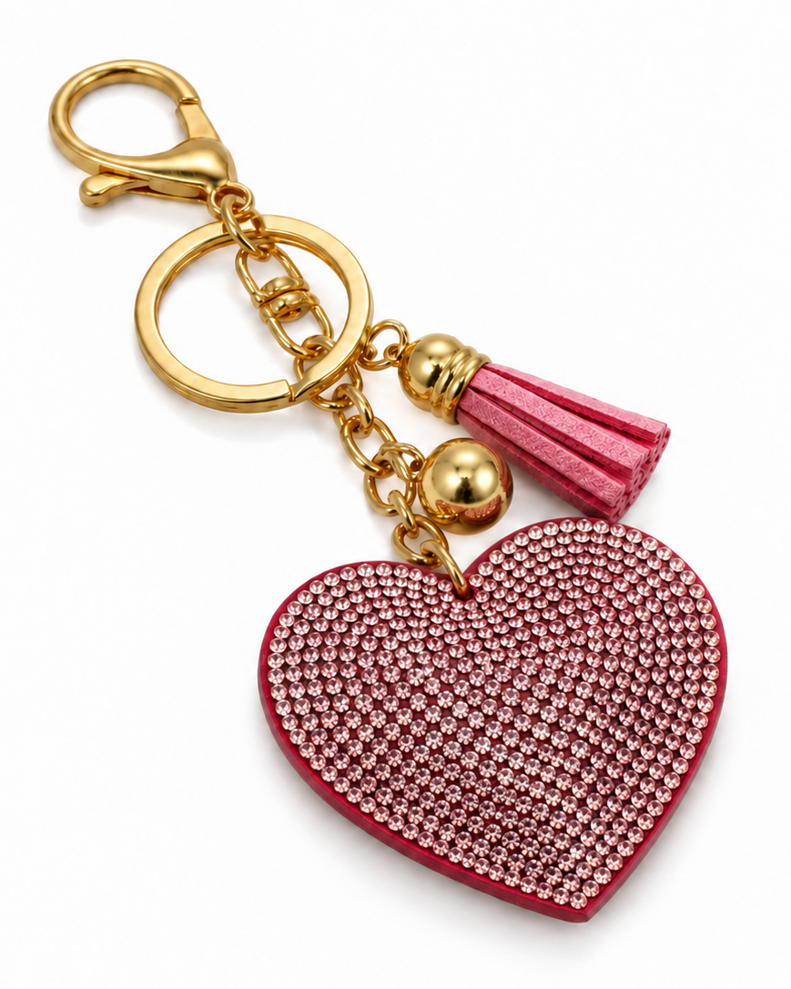 Rosie Rhinestone Heart Keychain
