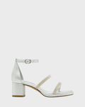 Silver glitter sandal with block heel FOR GIRLS