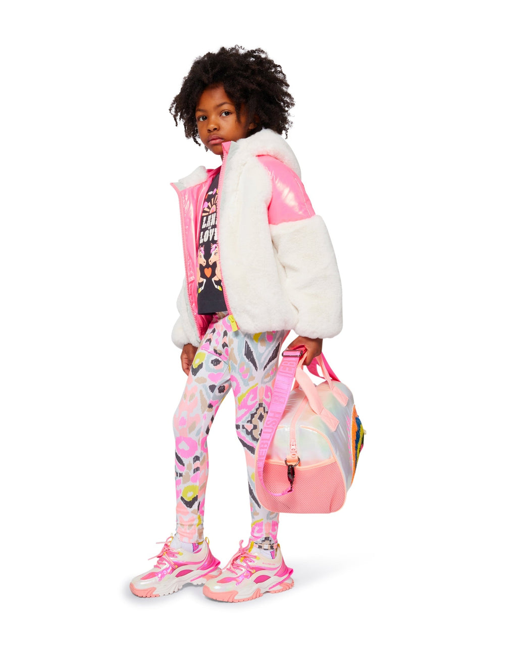 Billie Blush Girls Printed Fleece Coat_ U21563