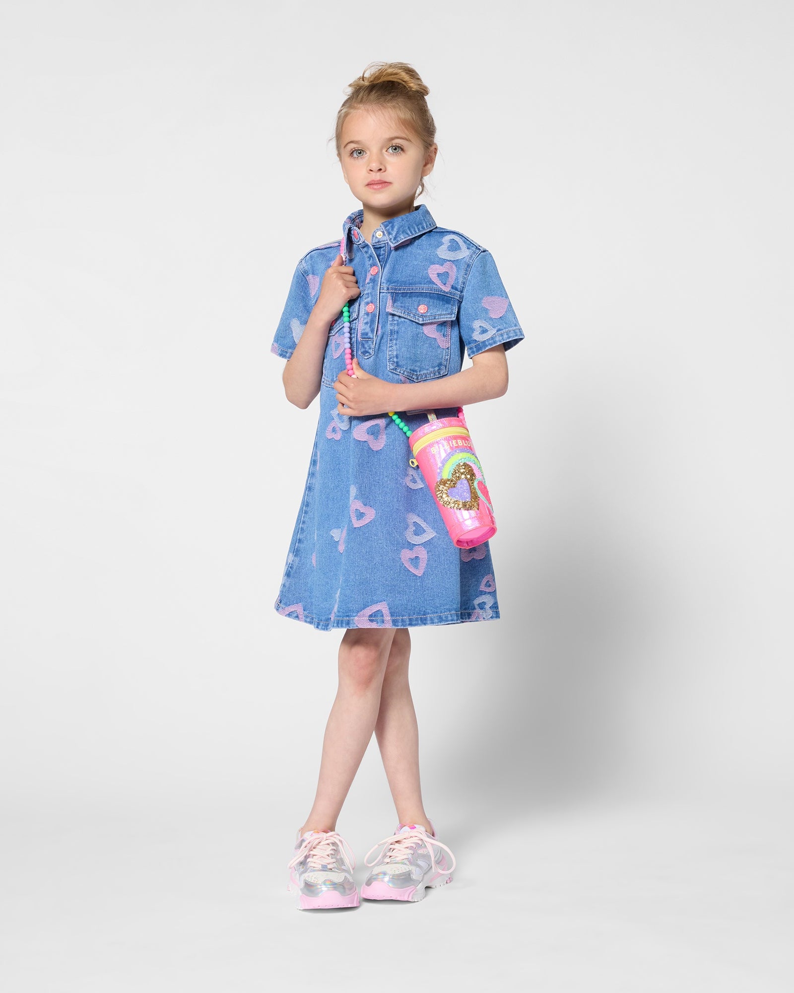 Billie  Blush Girls Heart Denim Dress_ U21817