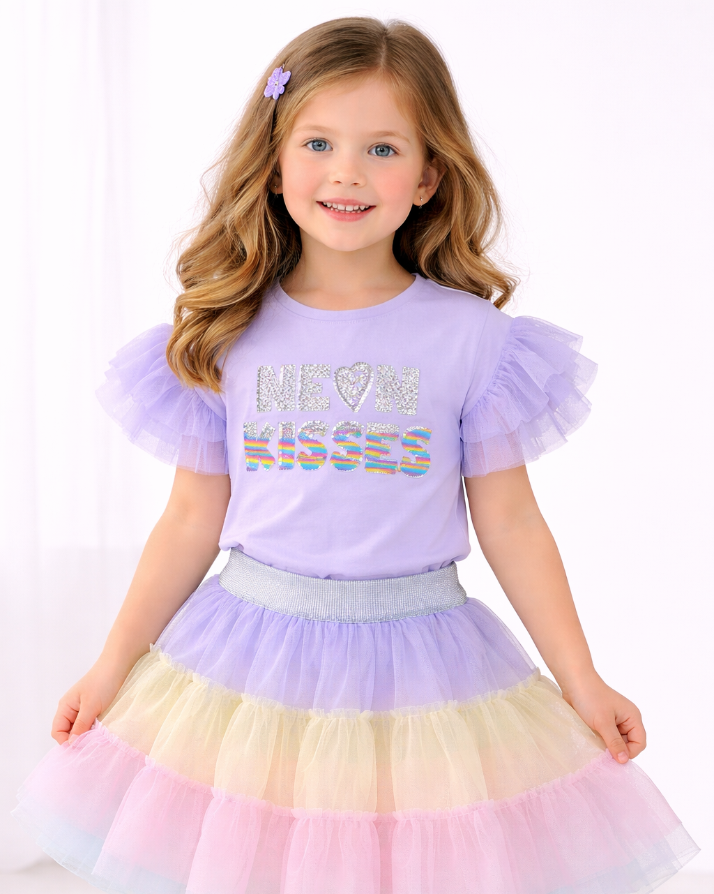 Billie Blush Girls T-Shirt with Mesh Sleeves_ U21929