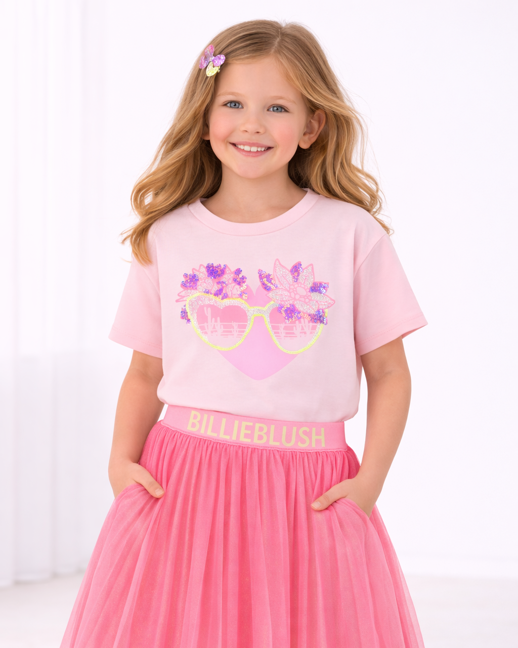 Billie Blush Girls Sunglasses Graphic T-Shirt_ U21956