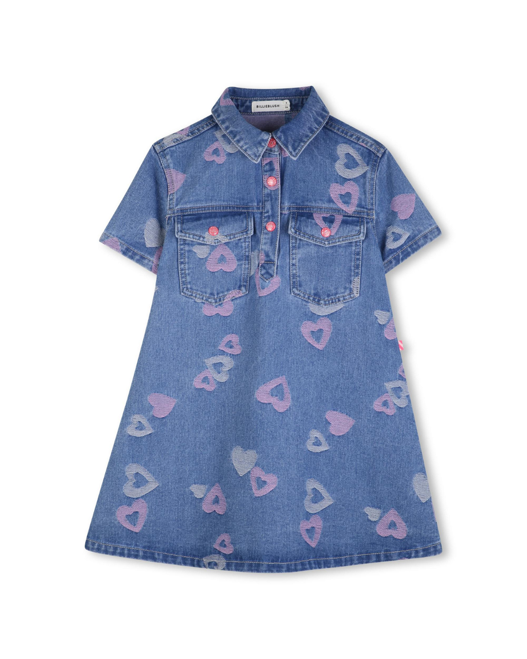 Billie  Blush Girls Heart Denim Dress_ U21817