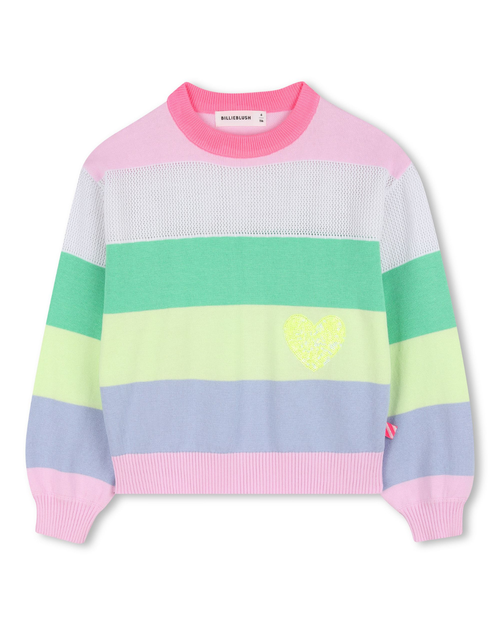 Billie Blush Girls Multicolour Striped Sweater_ U21971