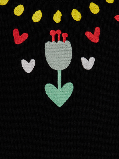 Stella McCartney Black Graphic Flowers Embroidery Knit Dress _TT1F80Z1528-930