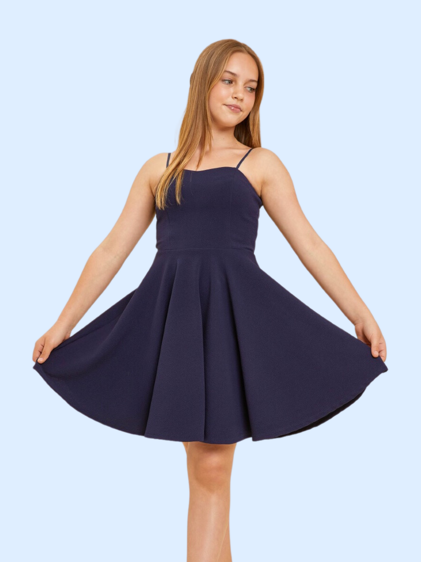 UDT Navy Matte Fit & Flare Dress _ K5121-776