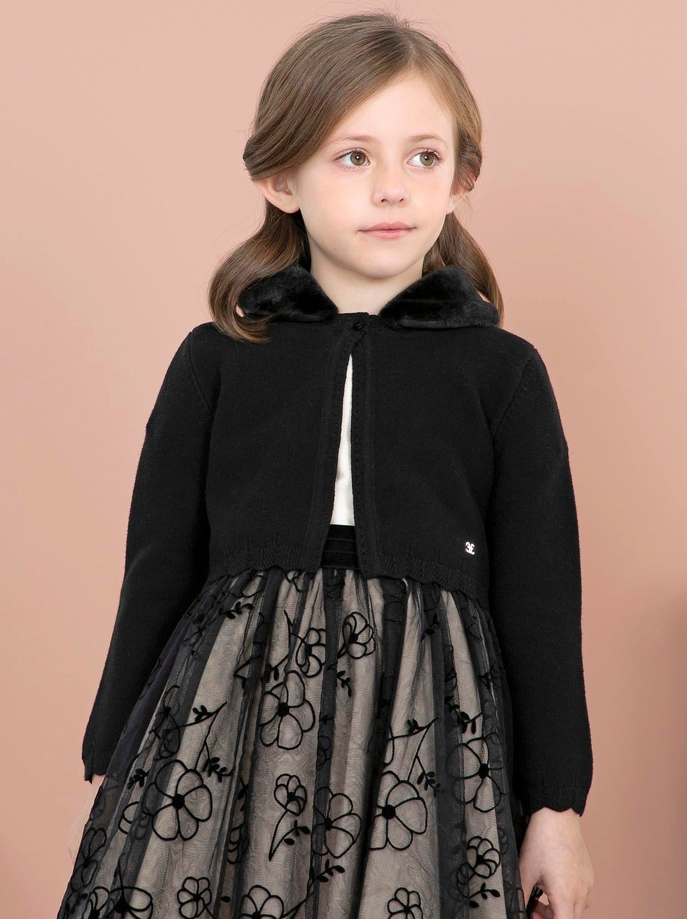 Abel & Lula Black Faux Fur Collar Bolero _5862 - 76 - NorthGirls