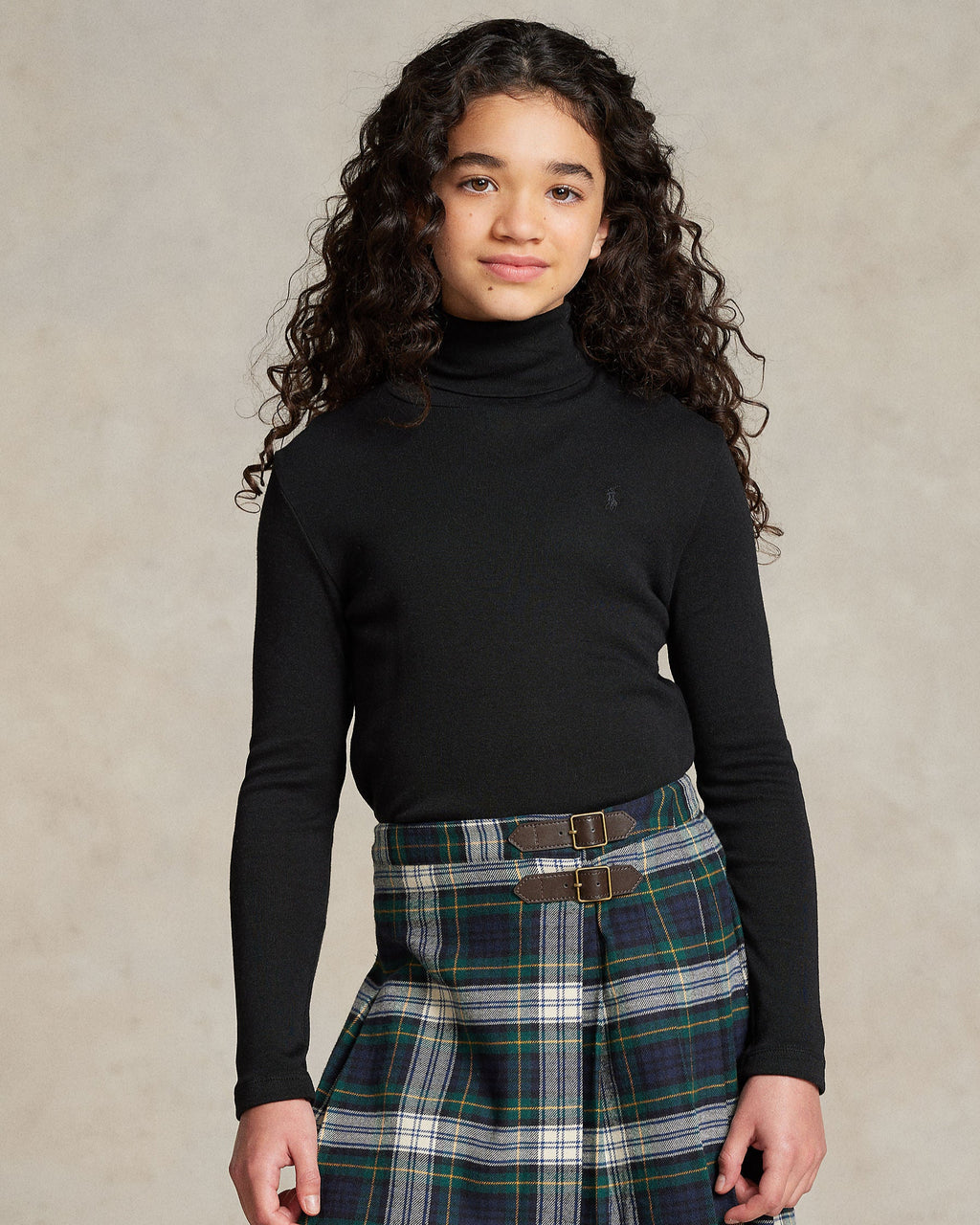 Ralph Lauren Girls Ribbed Cotton-Blend Turtleneck