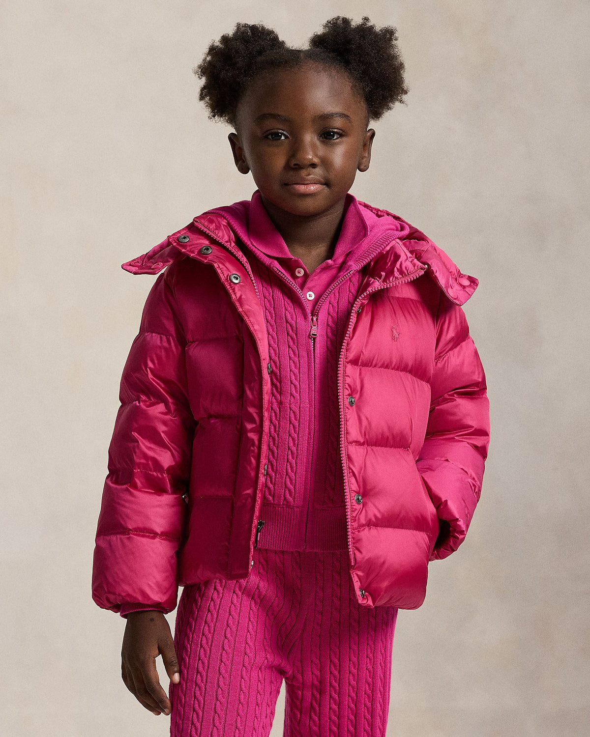 Ralph Lauren Mini Girls Metallic Down Hooded Jacket