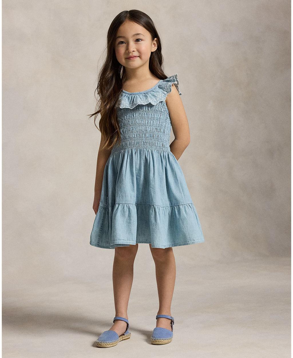 Ralph Lauren Mini Girls Chambray Woven Blue Dress_ 312A11755001