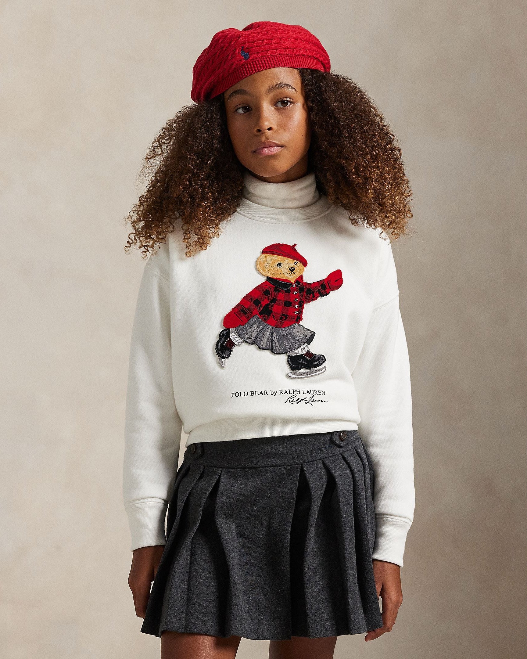 Ralph Lauren Mini Girls Polo Bear Fleece Boxy Sweatshirt
