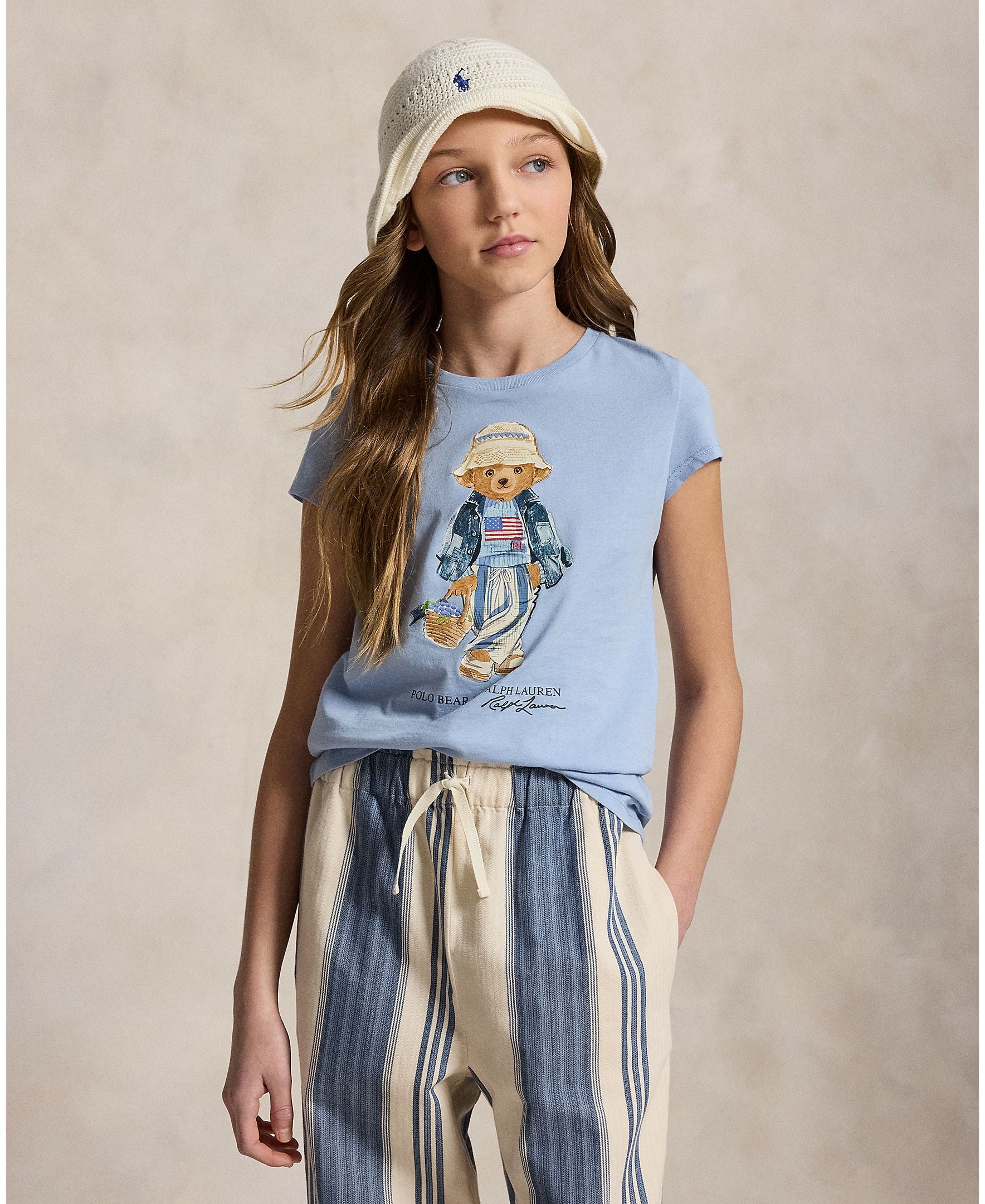 Ralph Lauren Girls Polo Bear Jersey Knit Estate Blue T-Shirt_ 313A11759002