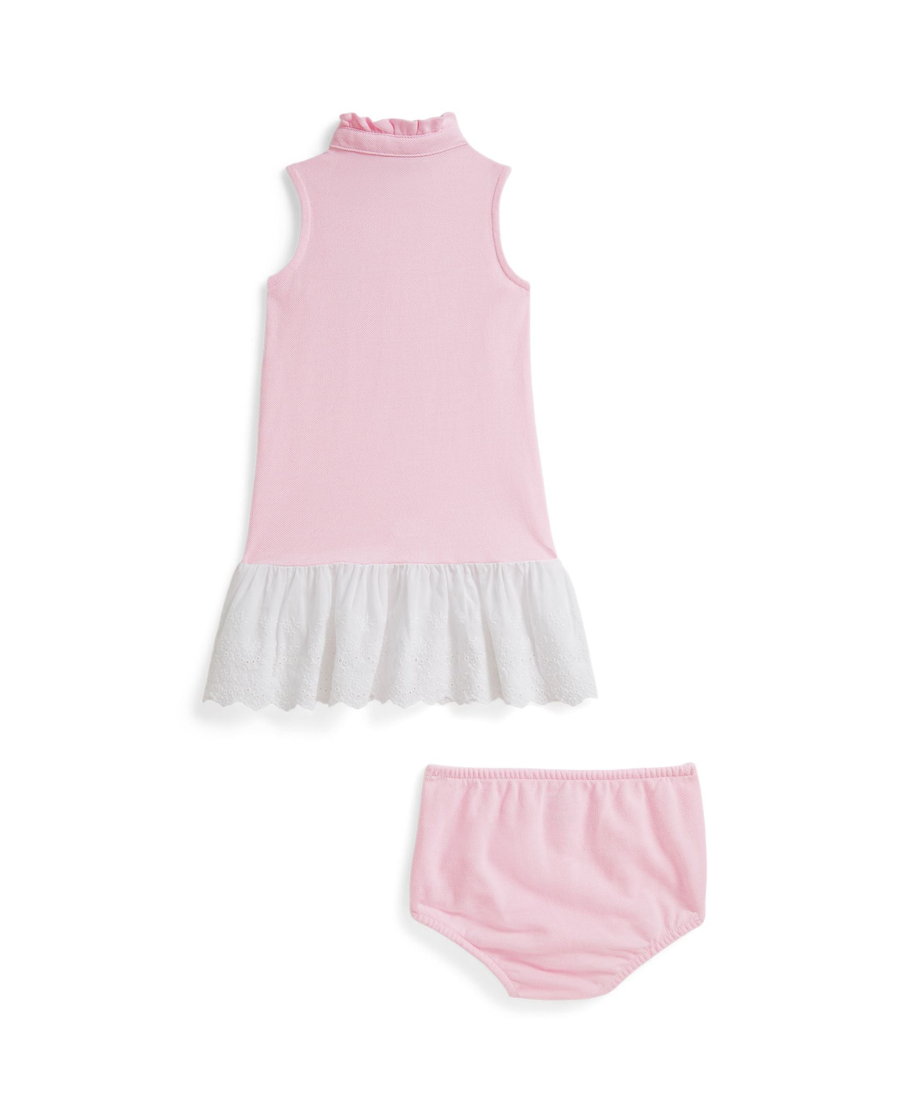 Ralph Lauren Baby Girls Eyelet Cotton Mesh Dress & Bloomer