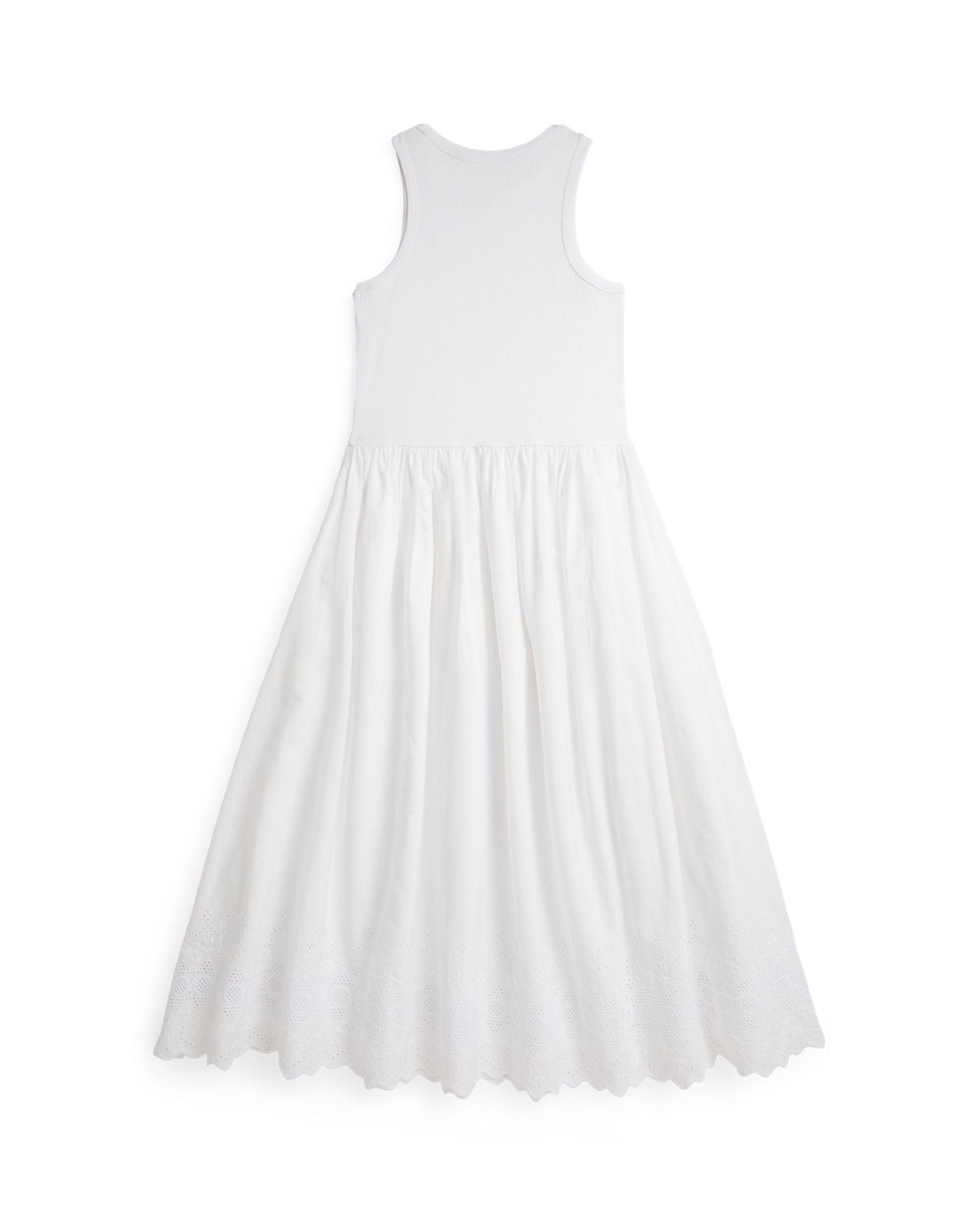 Ralph Lauren Girls Eyelet-Skirt Ribbed Cotton Maxi Dress