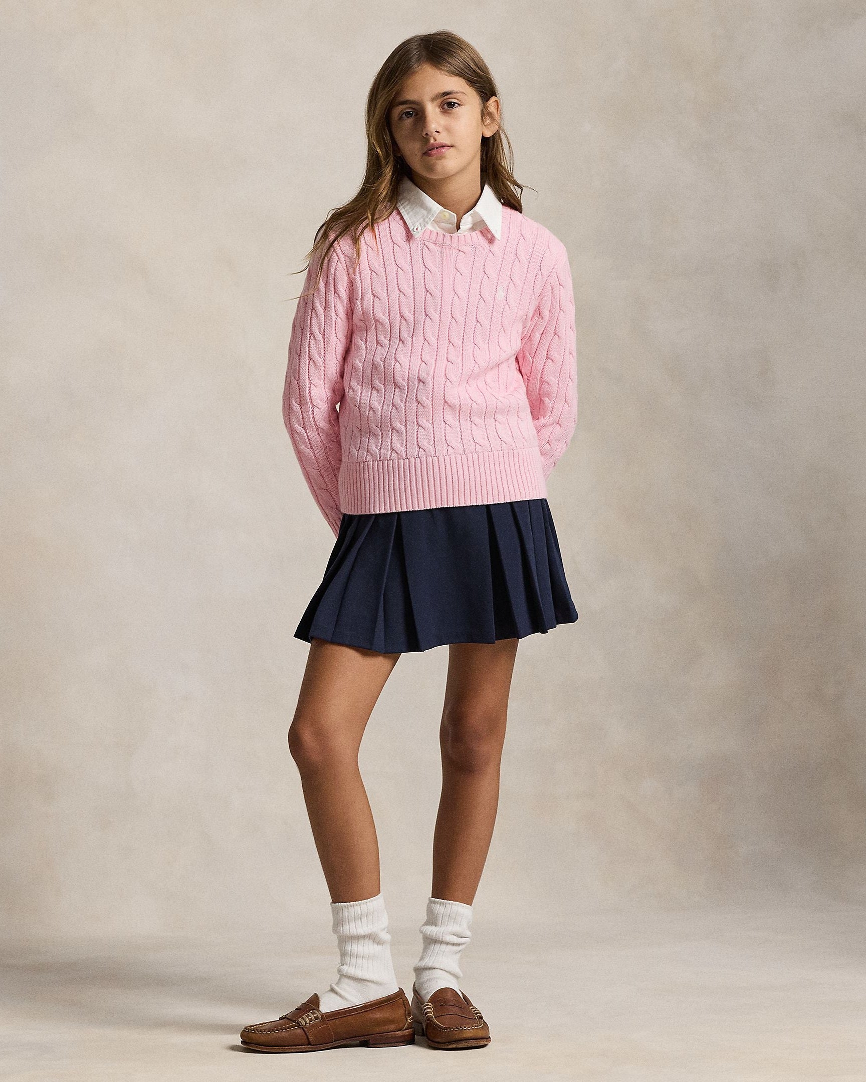 Ralph Lauren Girls Cable-Knit Cotton Sweater