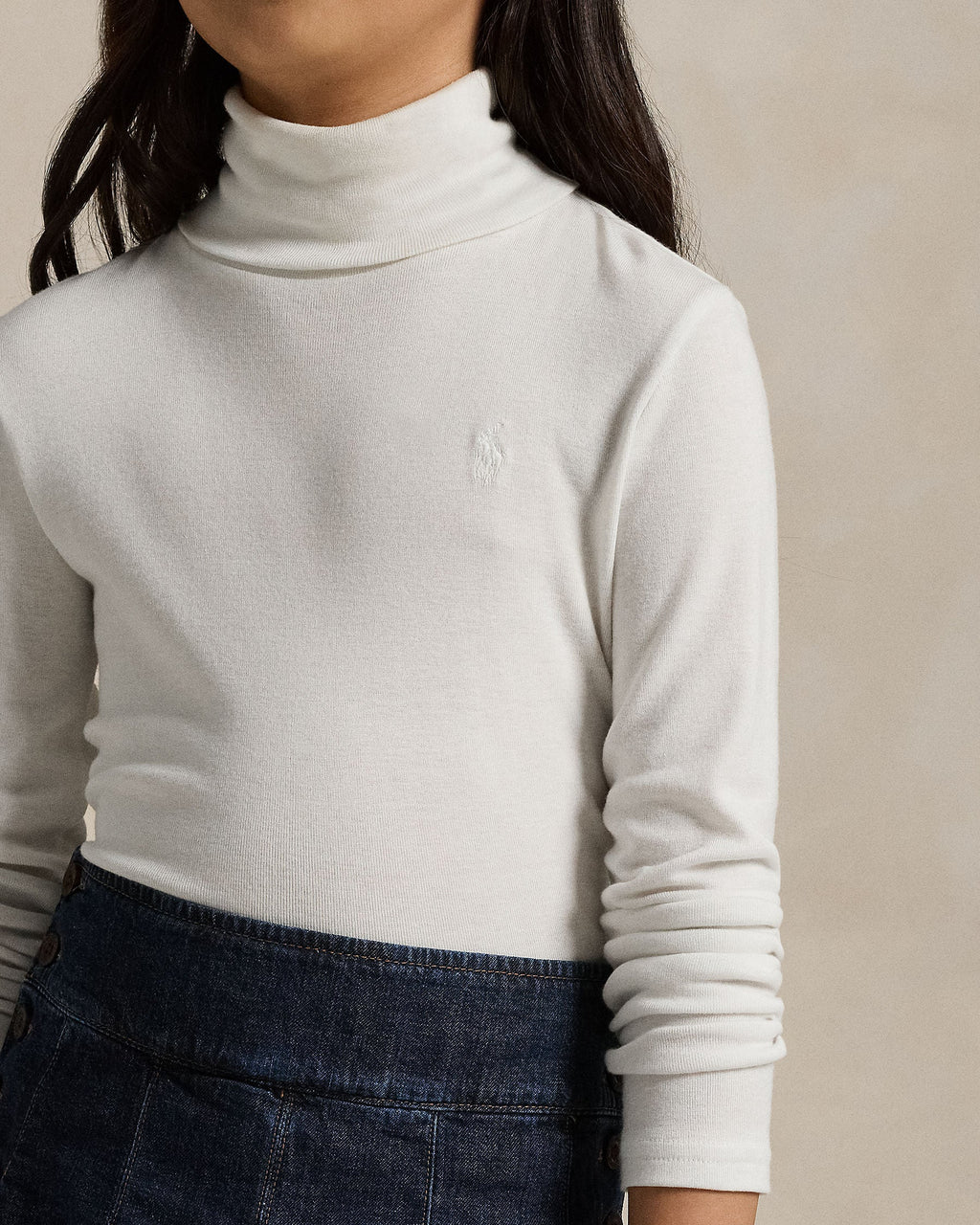 Ralph Lauren Girls Ribbed Cotton-Blend Turtleneck
