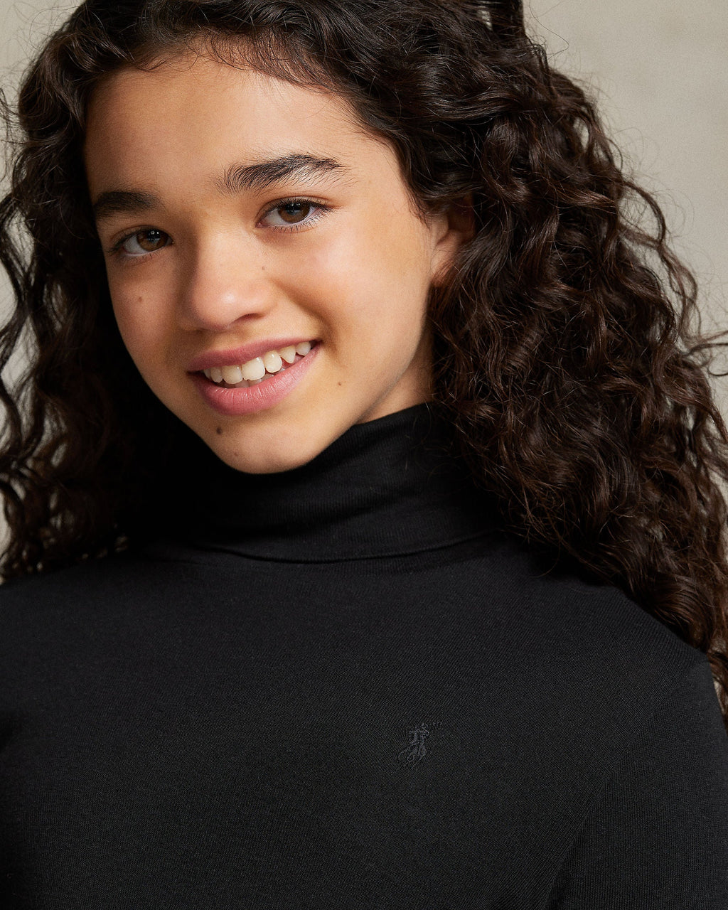 Ralph Lauren Girls Ribbed Cotton-Blend Turtleneck
