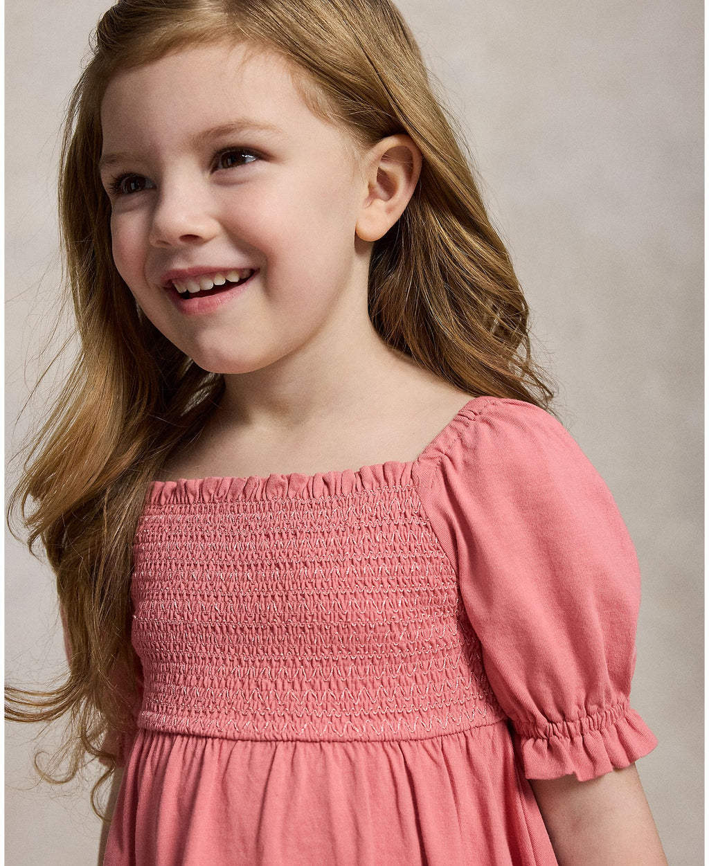 Ralph Lauren Mini Girls Jersey Short Sleeve Pink Smocked Dress_ 312965188500