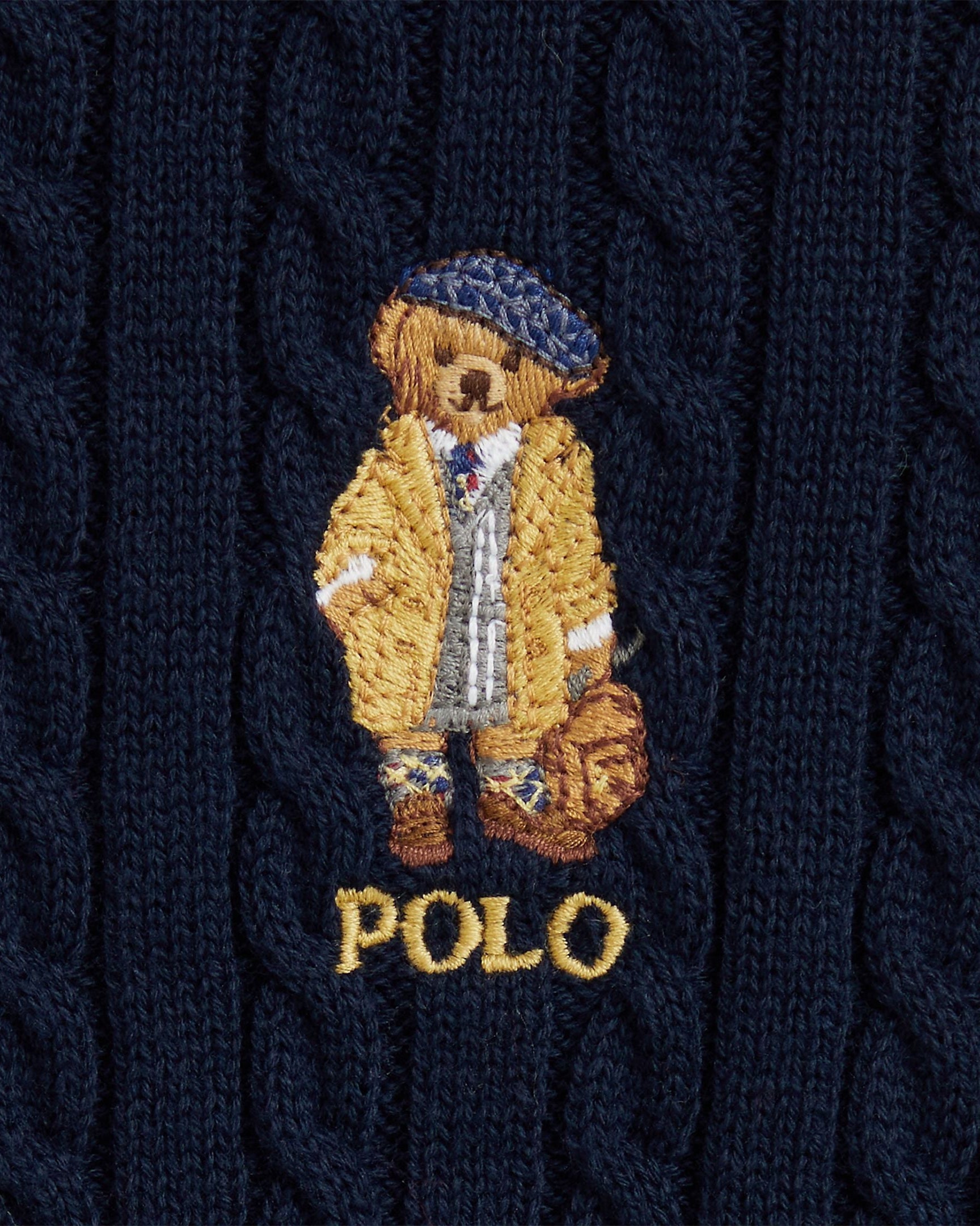 Ralph Lauren Girls Polo Bear Cable Cotton Cardigan