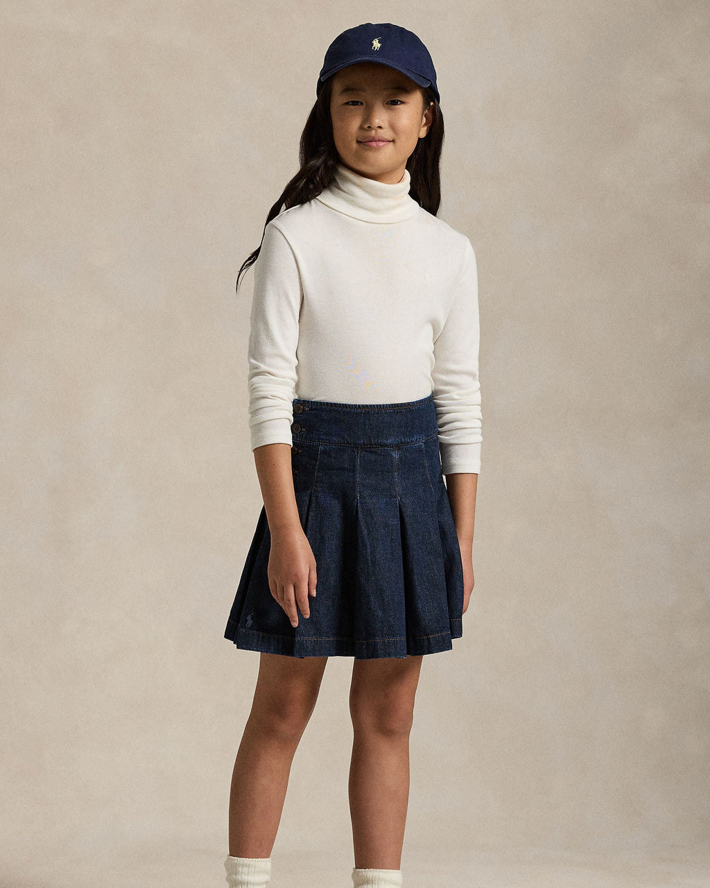 Ralph Lauren Girls Ribbed Cotton-Blend Turtleneck