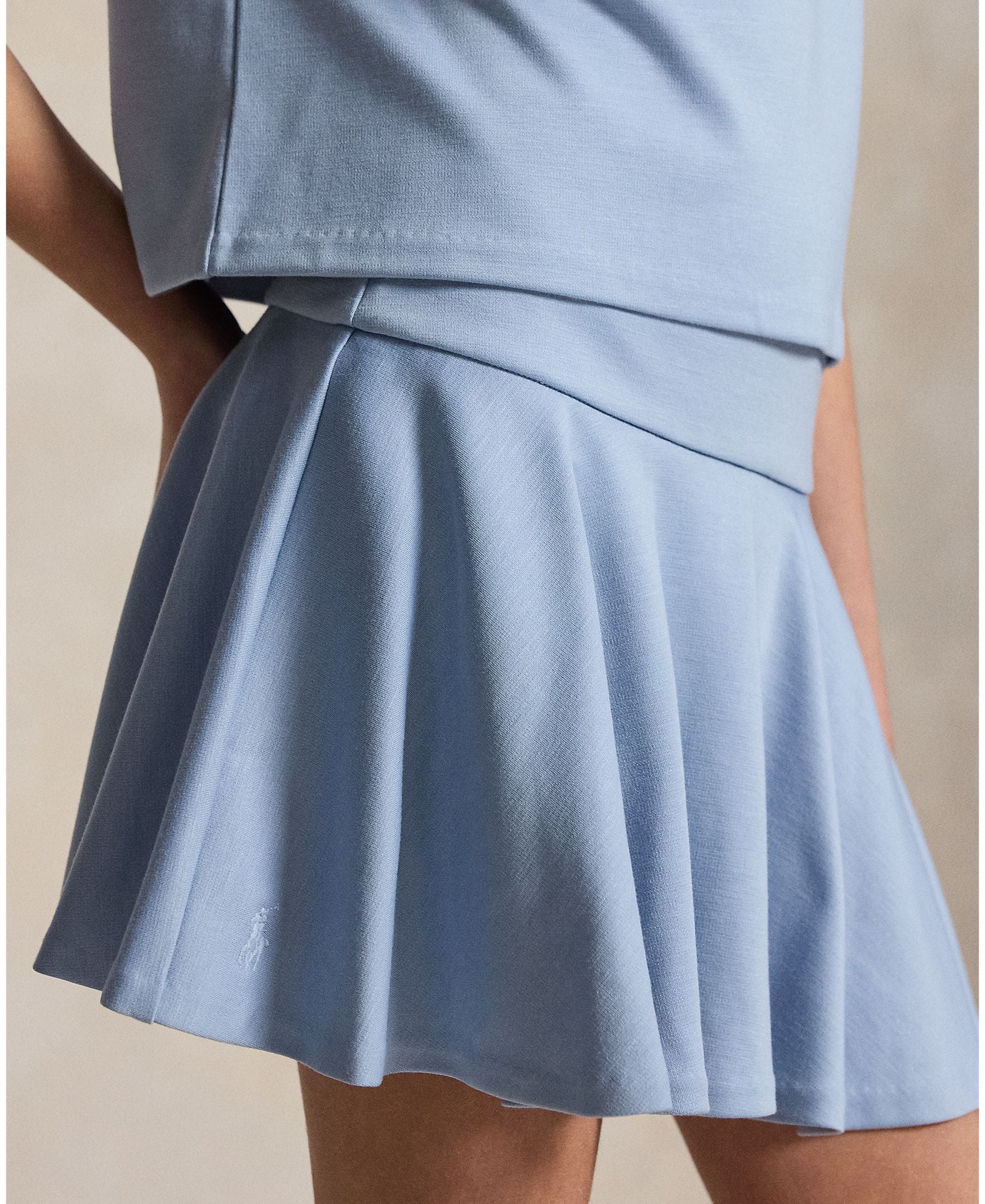 Ralph Lauren Girls Ponte Roma Contrast Stitch Estate Blue Top & Skirt_ 313965215501