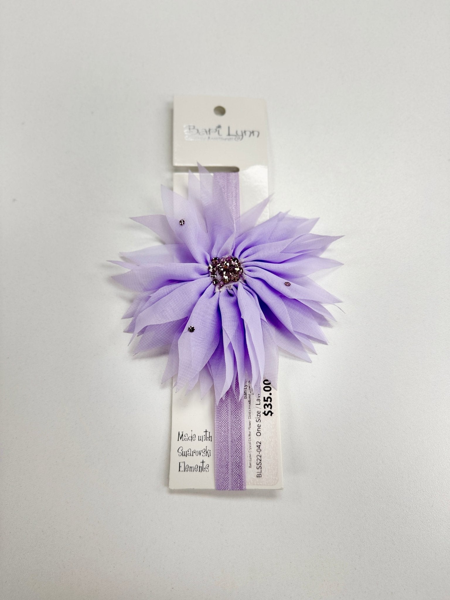 Bari Lynn Crystal Chiffon Flower Elastic Headband _Lavender BLSS22 - 042 - NorthGirls