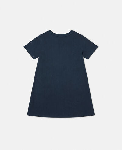 Stella McCartney Navy Jersey Dress W/ Fringed Print