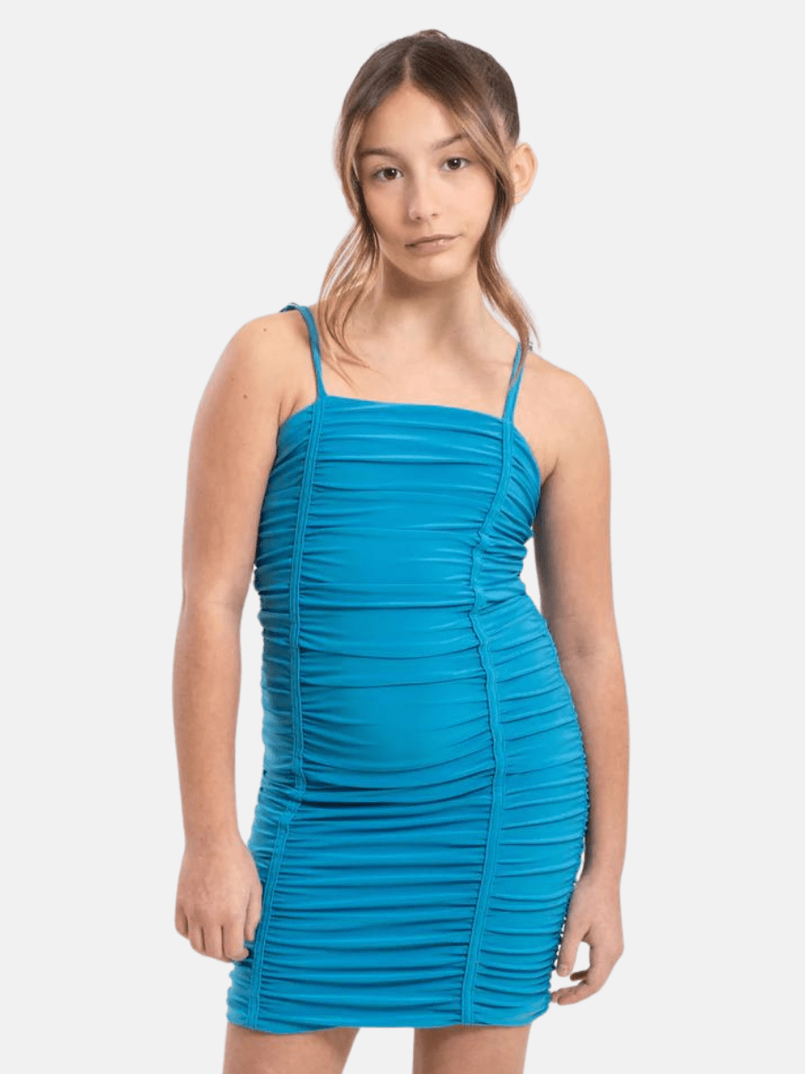Cheryl Kids Ava Ruched Spaghetti Strap Fitted Dresses - NorthGirls