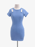 Cheryl Kids Blue Textured Fitted Dress - NorthGirls