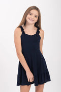 Cheryl Kids Navy Ruffle Skater Dress - NorthGirls