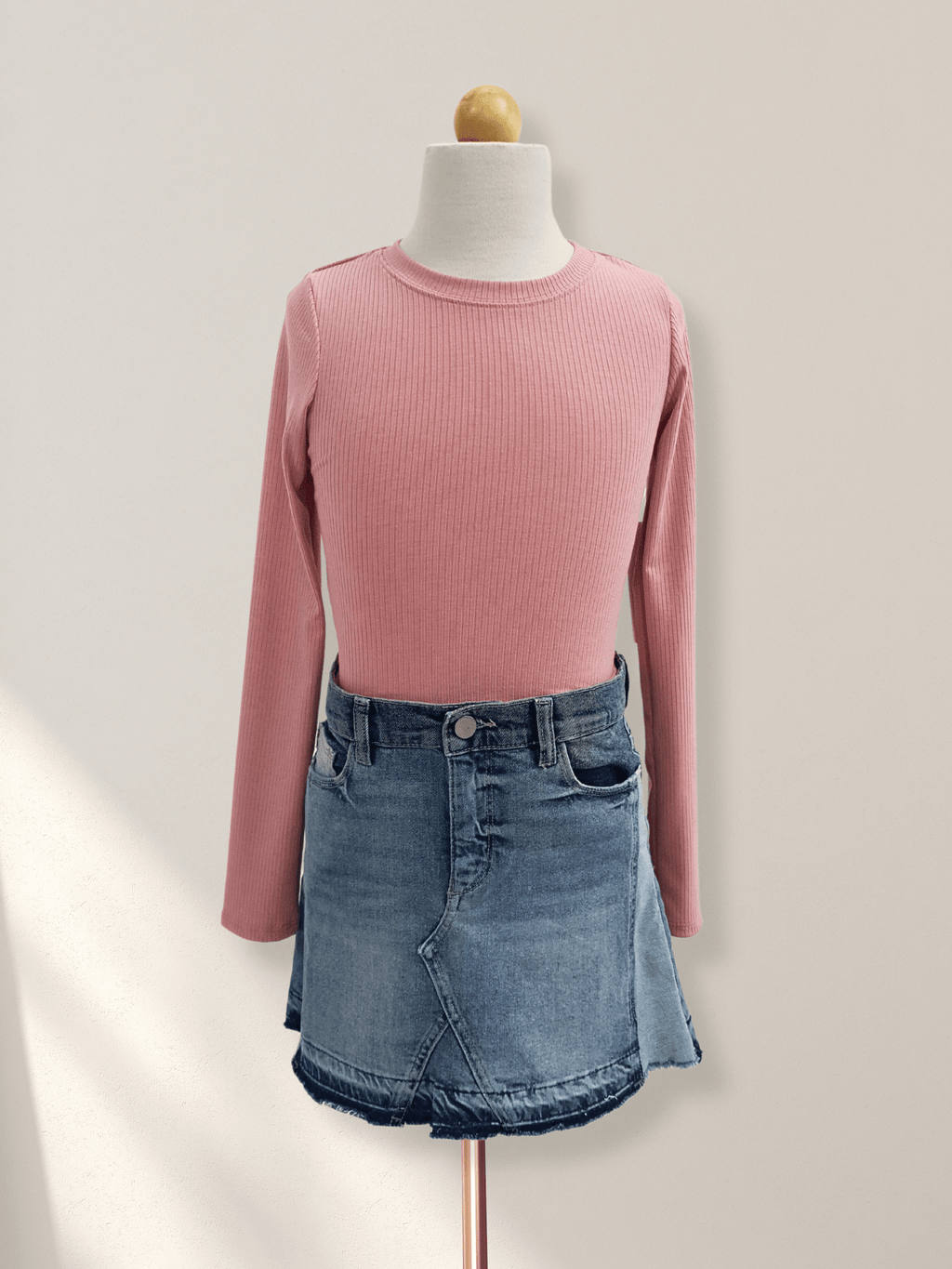 Cheryl Kids Pink L/S Ribbed Top _6039 - 1402 - NorthGirls