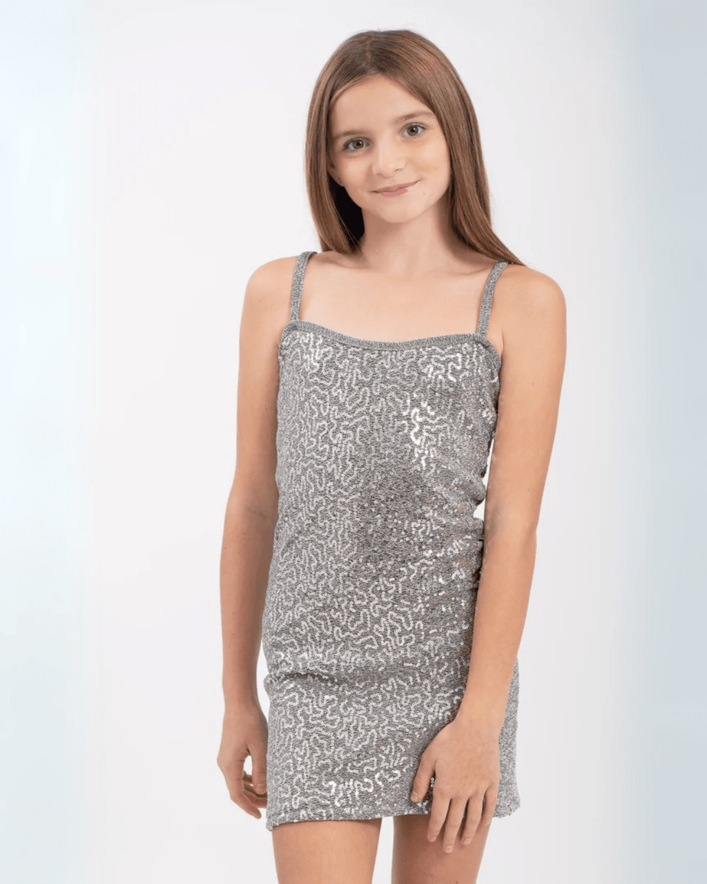 Cheryl Kids Sequin Spaghetti Strap Fitted Dresses - NorthGirls