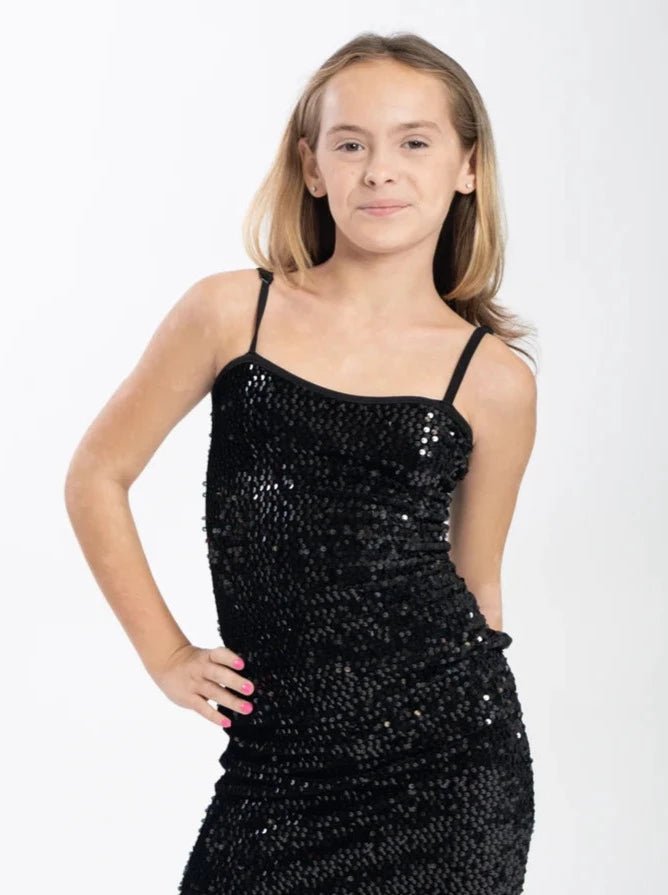 Cheryl Kids Sequin Spaghetti Strap Fitted Dresses - NorthGirls